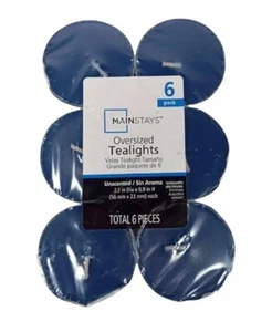 Mainstays Oversized Tealight Candles 6 Pack Blue - Picture 1 of 7