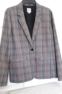 2018 Gap Black/Red Plaid Blazer Jacket Women's Size 16 NWOT Pockets Fully Lined - Picture 1 of 8