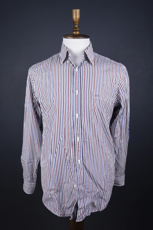 Men Paul & Shark Yachting Blue Stripe Cotton Long Sleeve Shirt Size 40 M - L - Image 1 of 4