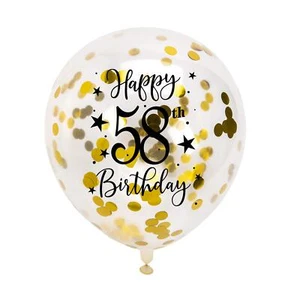 Gold 58th Confetti Latex Balloons Woman or Man Happy 58 Years Birthday Party ... - Picture 1 of 3