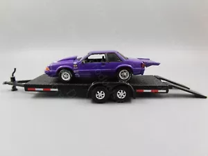 Greenlight LOOSE Track Day Purple 1987 FORD MUSTANG LX 5.0 Racer w/Car Trailer - Picture 1 of 8