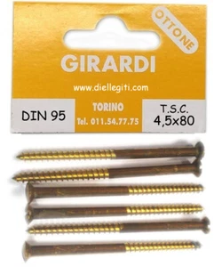 VITE A LEGNO IN OTTONE TESTA SVASATA C/CALOTTA mm4,5x80 - DIN 95 (GOCCIA SEGO) - Foto 1 di 1