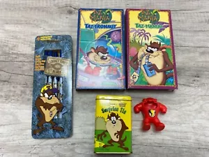 LOONEY TUNES TAZ WARNER BROTHERS TASMANIAN DEVIL COLLECTIBLES LOT vhs pencils - Picture 1 of 10