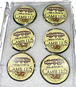 Set of 6 Handmade Glass Dome CAMILLUS CUTLERY Picture Buttons Made in U.S.A. - Picture 1 of 4