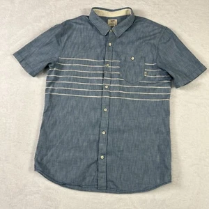 VANS Tailored Fit Blue Gray Striped Lightweight Cotton Button Up Shirt Men’s L - Picture 1 of 8