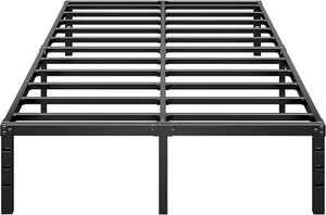 12 Inch Tall Metal Bed Frame, King Size Bed with Rails, Easy to Assemble, Black - Picture 1 of 9