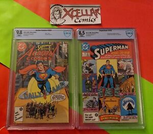 Action Comics # 583, 9.8 CBCS. Superman # 423, 8.5 CBCS. Alan Moore.