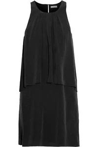 JOIE Everla Layered Washed-silk Dress in Black, XSmall - Picture 1 of 8