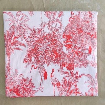 Indian 5 Yard Fabric Cotton Dress Material Bird Printed Hand Block Red Fabric - Image 1 of 3