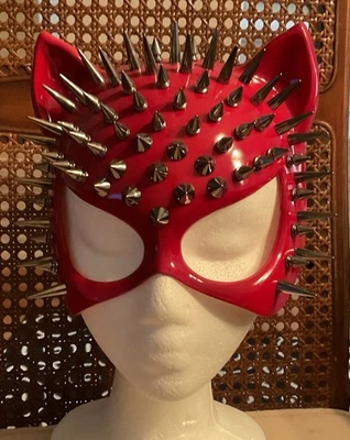 Sexy Gato Rojo Plata Máscara de Halloween Juegos con disfraces Steampunk Mascarada Disfraz Foto 1 de 4