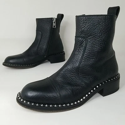 Zadig & Voltaire Paris Studded Black Leather Ankle Boots Women's size EU39/US 8 - Image 1 of 4