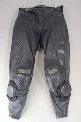 BRITISH MADE SCOTT LEATHERS BIKER TRSRS + ARMOUR/KNEE SLIDERS: WAIST 36"/LEG 31" - Image 1 of 4