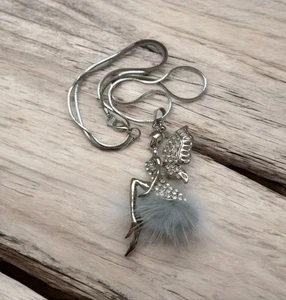 Kette Halsschmuck lang Elfe Fee Strass grau Puschel Modeschmuck  - Bild 1 von 4