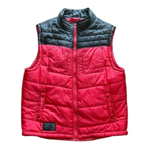 Mark Ecko Cut & Sew Puffer Vest Jacket Red & Black Y2K Men’s Size XXL Full Zip - Picture 1 of 9