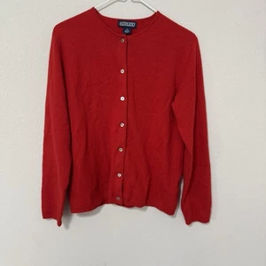 Lands End 100% Cashmere Cardigan Red Women's Small (6-8) Classic - Picture 1 of 5