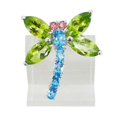 [Pre-owned] K18WG/K14WG Peridot/Topaz/Tourmaline Bee Brooch/j72-20 - Image 1 of 4