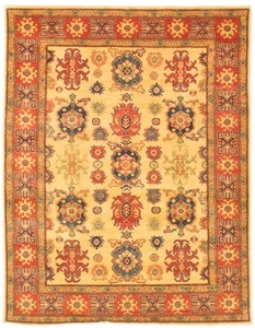 Traditional Hand-Knotted Bordered Carpet 5'0" x 6'7" Wool Area Rug - Picture 1 of 9
