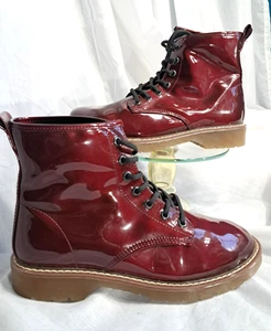 Rote (Tiger Eye Look) Lackleder-Kampfstiefel Damen US 9 Bongo - Bild 1 von 11
