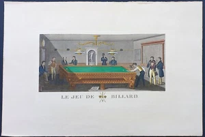 stampa antica biliardo gioco 1874 AdC Editeur jeu de billard acquaforte colori - Picture 1 of 7