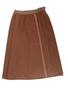 Vintage Louis Feraud Skirt Medium Tobacco Midi Wrap Attached Belt West Germany - Picture 1 of 12
