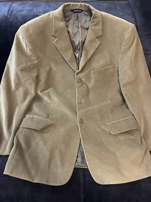 Men's Claiborne Beige Polyester Rayon Corduroy Three Button Sports Jacket 40S - Image 1 of 4
