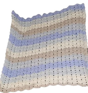 Chevron Boy Baby Crochet Blanket 29×29 - Picture 1 of 2