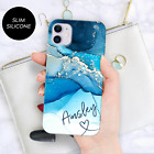 Personalised Phone Case For Iphone 15 14 13 12 11 XR Marble Name Silicone Cover