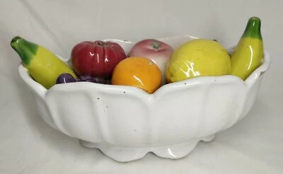 Ancienne Coupe de Fruits Centre De Table Trompe L'oeil Vintage déco collection - Photo 1/4