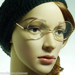 RETRO Redondo Gran Tamaño Metal Unisex Marco Gafas Círculo Lentes Transparentes Anteojos - Imagen 1 de 12