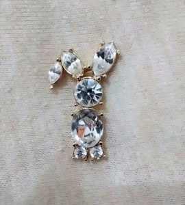 Vintage Rhinestone Bunny Rabbit Lapel Pin/Brooch, Clear Gold-tone, 1.25" Easter - Picture 1 of 3