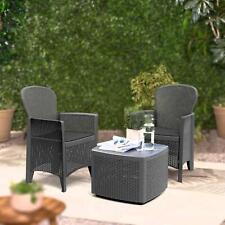 3 Piece Outdoor Bistro Patio Garden Table 2 Chair Rattan Style Furniture Set