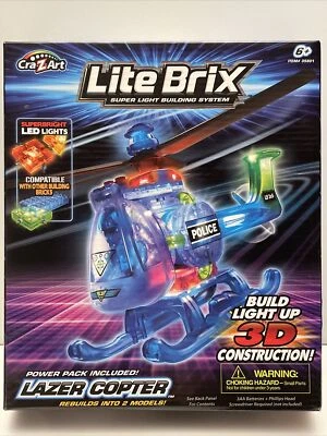 LiteBrix Lazer Copter Build light up 3D construction 2 in 1 set with power pack - Image 1 of 4