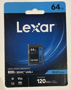 Tarjeta de memoria Lexar 64 GB alto rendimiento 800x UHS-I SDXC clase 10 - Imagen 1 de 6