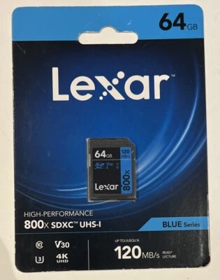 Lexar 64GB High-Performance 800x UHS-I SDXC Class 10 Memory Card - Image 1 of 4