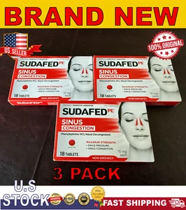 Sudafed PE Sinus Congestion Maximum Strength, 18 Ct | Non-Drowsy Decongestant - Picture 1 of 1
