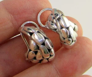 Estate Vintage Elegant John Hardy Sterling Silver Kali Pebble Pierced Earrings - Picture 1 of 3