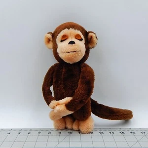R. Dakin 1975 Mono Abrazando Peluche Niño Marrón Oscuro Beige Manos Pies 10 Pulgadas - Imagen 1 de 10