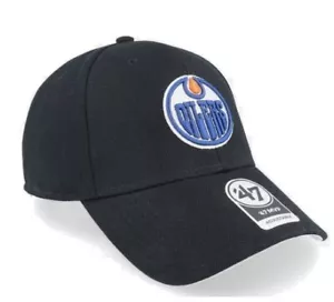 NWT 47 Brand Mvp Edmonton Oilers Black Strapback Cap Hat - Picture 1 of 3