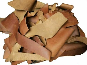 WD-47 2 LB Scraps Full Grain Leather Crafts 100%Cowhide 5/6oz Tobacco Brown - Picture 1 of 5