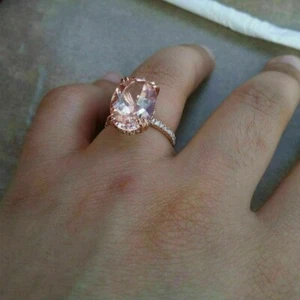 5 karat Oval Diamant Verlobungsring Hochzeitsring Ring Rotgold Finish Silber - Bild 1 von 8
