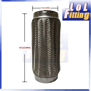 US SHIP 3" ID Stainless Steel Exhaust Flex Pipe Heavy Duty Interlock 10" Length - Picture 1 of 5