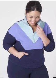 Lane Bryant LIVI Crop Mock-Neck Sweatshirt 22/24W Plus Green, Blue, Purple NWT - Picture 1 of 21