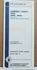 U. S. Dept of Housing Guernsey County Ohio Flood Hazard Map Revised 12/16/77 - Picture 1 of 4