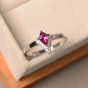 925 Sterling Silver Plated Lab Created Ruby Wedding Ring Size 4 To 14 JTV-719 - Picture 1 of 5