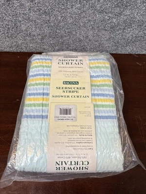 Cortina de Ducha Bacova Seersucker Rayas 72"x72" Foto 1 de 2
