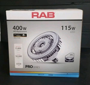 RAB 400WATT HID-115-V-EX39-850-BYP-HP REPLACEMENT  115W LED - Picture 1 of 7
