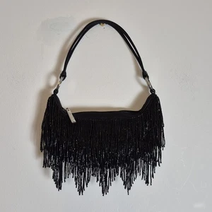 Y2K Cosmopolitan Black Beaded Micro Mini Shoulder Bag Vintage - Picture 1 of 9