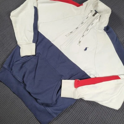 Polo Ralph Lauren Pullover Para Hombres Pequeño Cuarto Cremallera Sudadera con Capucha Bloques de Color Con Capucha Foto 1 de 4