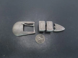 Sterling Silver 4-pc Ranger Belt Buckle Set, Signed D. SAUNDERS, 31g - Picture 1 of 9