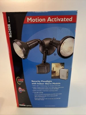 Luz de inundación de seguridad Cooper Lighting bronce con alarma interior movimiento ms249r Foto 1 de 3